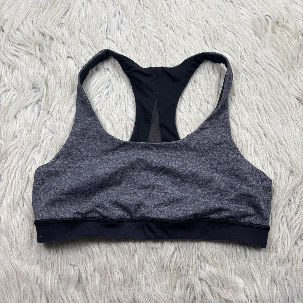 Lululemon Women's 8 Heathered Gray Black Invigorate Sports Bra Mesh Back
